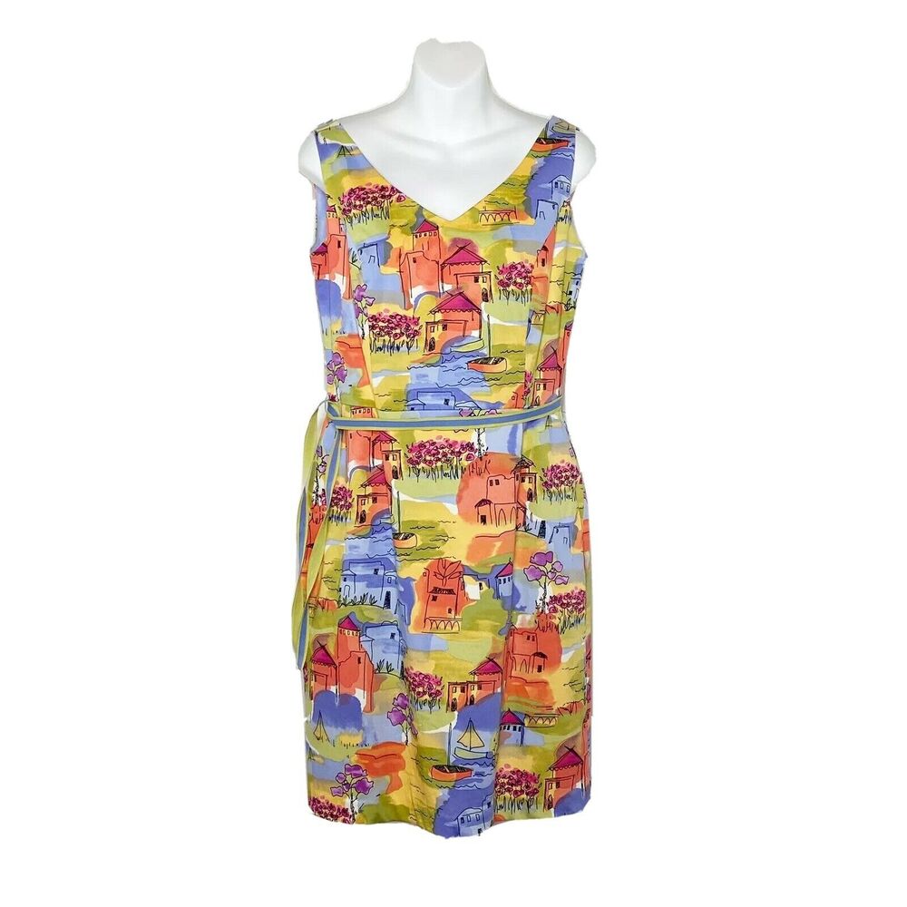 Coldwater Creek Dress Sz P8 Tuscan/Floral Colorful Dress Sleeveless Lined